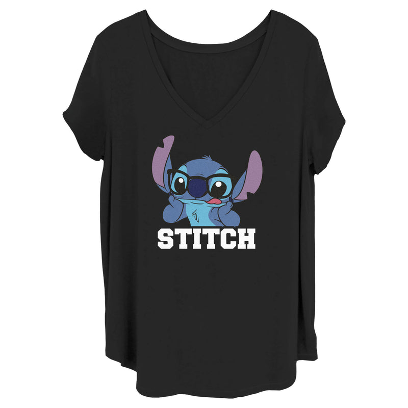 Junior's Lilo & Stitch Silly Black Glasses T-Shirt