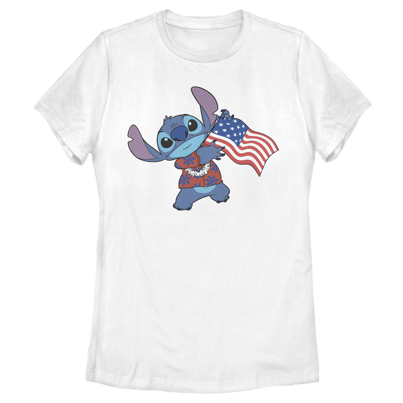 Women's Lilo & Stitch Tropical American Flag T-Shirt