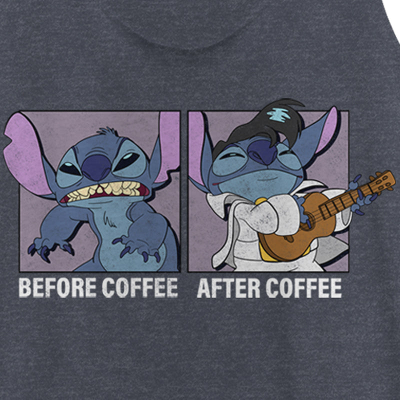 Women's Lilo & Stitch Before Coffee After Coffee Meme Racerback Tank Top