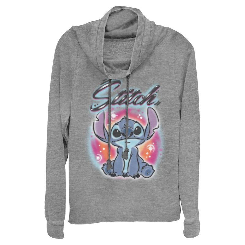 Junior's Lilo & Stitch Colorful Airbrush Cowl Neck Sweatshirt