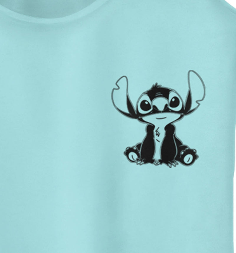 Junior's Lilo & Stitch Black and White Sketch Stitch Racerback Tank Top