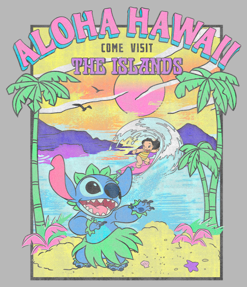 Men's Lilo & Stitch Aloha Hawaii Come Visit the Islands Long Sleeve Shirt