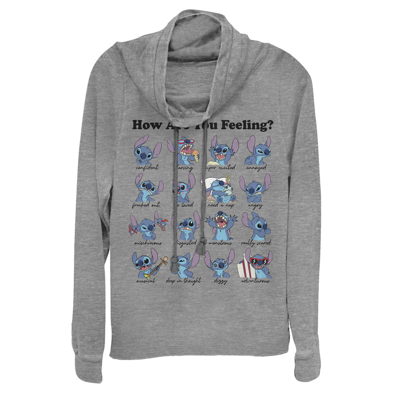 Junior's Lilo & Stitch How Are You Feeling Cowl Neck Sweatshirt