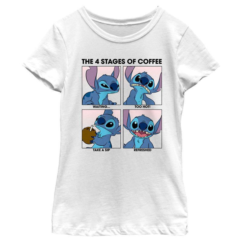 Girl's Lilo & Stitch The 4 Stages of Coffee T-Shirt