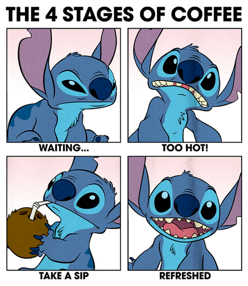 Boy's Lilo & Stitch The 4 Stages of Coffee T-Shirt