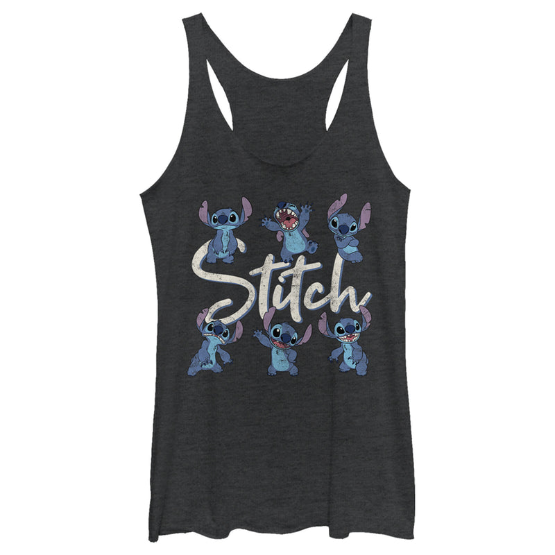 Women's Lilo & Stitch Distressed Poses Racerback Tank Top