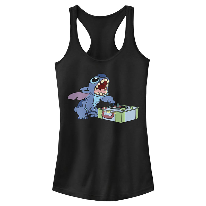 Junior's Lilo & Stitch Record Scratch Racerback Tank Top