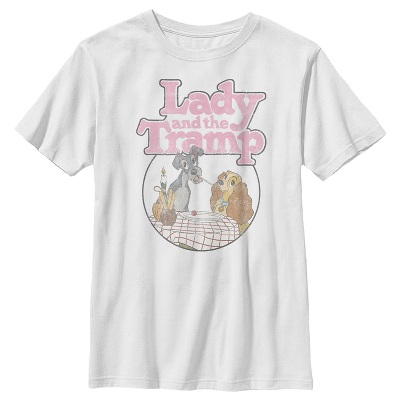 Boy's Lady and the Tramp Distressed Spaghetti Kiss Movie Logo T-Shirt