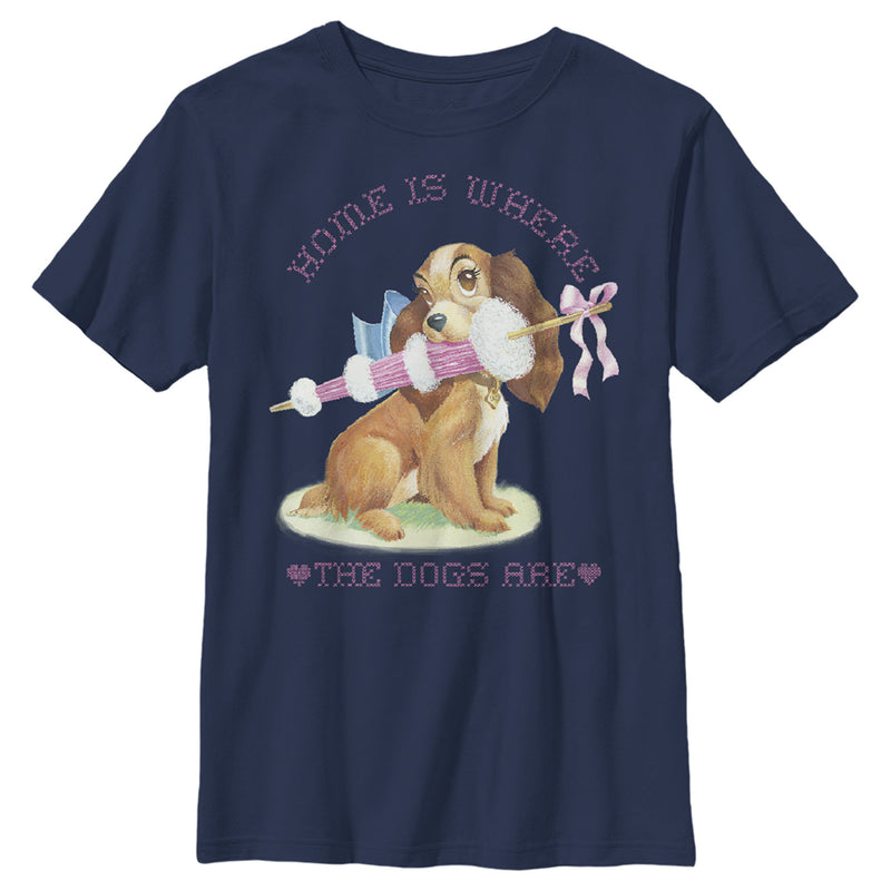 Boy's Lady and the Tramp Home is Where the Dogs Are T-Shirt