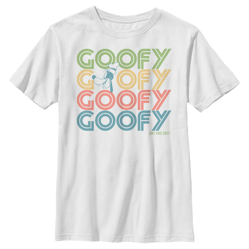 Boy's Mickey & Friends Goofy Name Stack T-Shirt