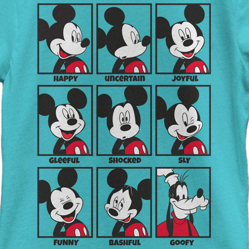 Girl's Mickey & Friends Mickey Mouse All Emotions Grid T-Shirt – Fifth Sun