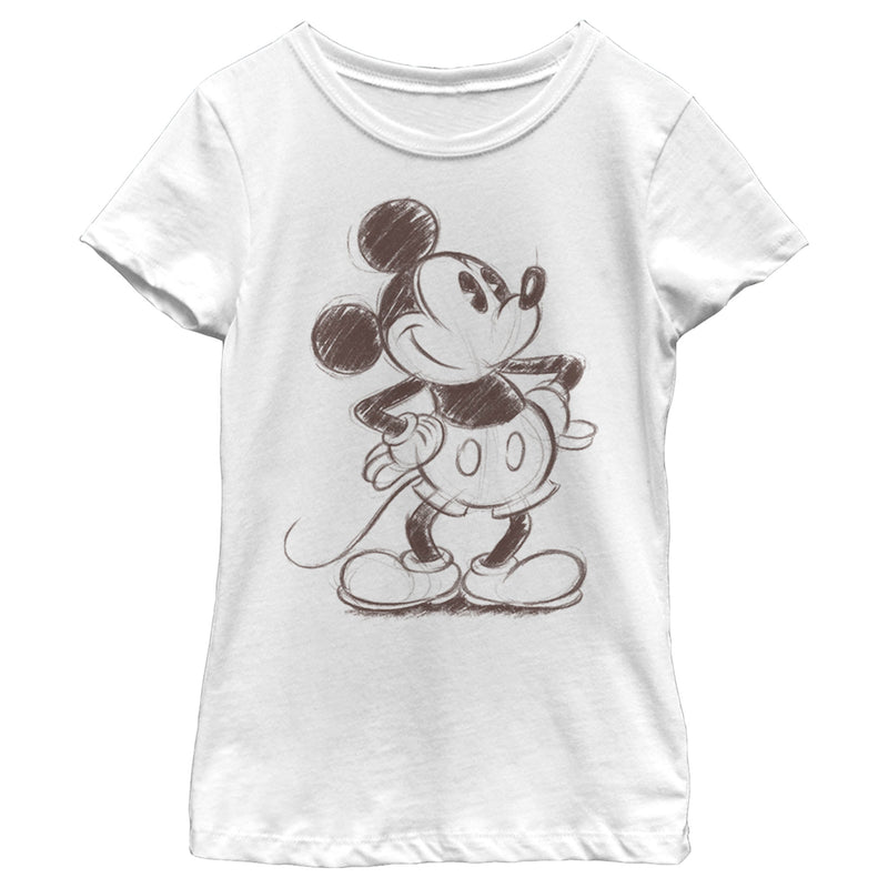 Girl's Mickey & Friends Mickey Mouse Vintage Sketch T-Shirt