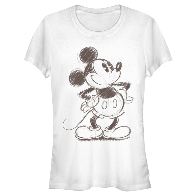 Junior's Mickey & Friends Retro Mickey Mouse Sketch T-Shirt