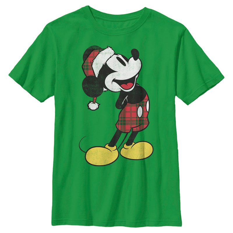 Boy's Mickey & Friends Mickey Going Plaid For Christmas T-Shirt