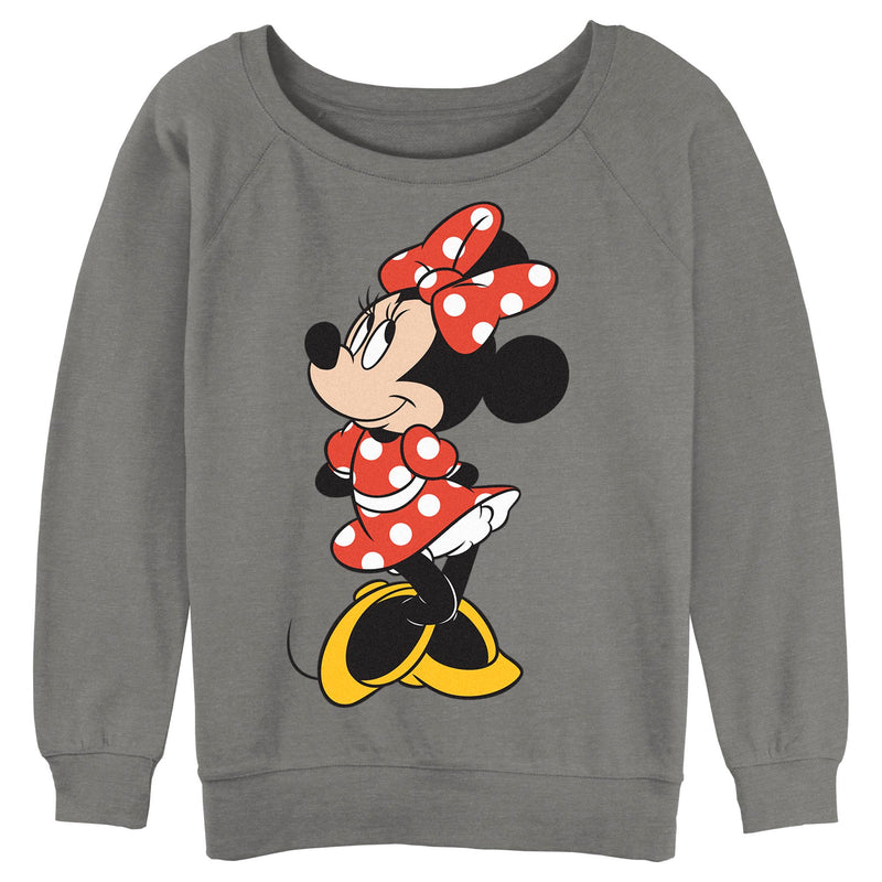 Junior's Mickey & Friends Smiling Minnie Mouse Portrait Sweatshirt