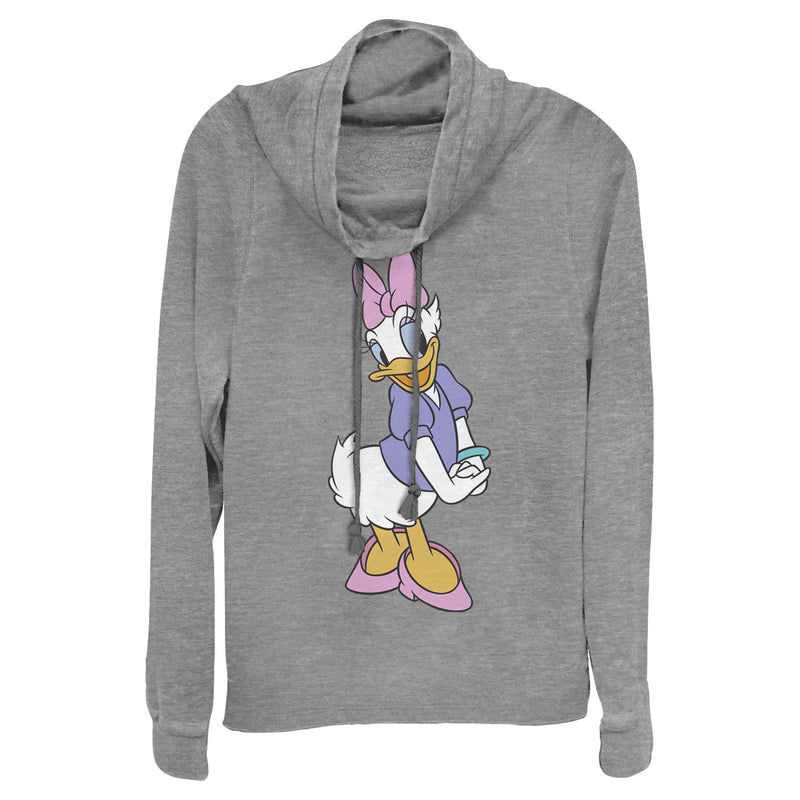 Junior's Mickey & Friends Daisy Duck Classic Pose Cowl Neck Sweatshirt