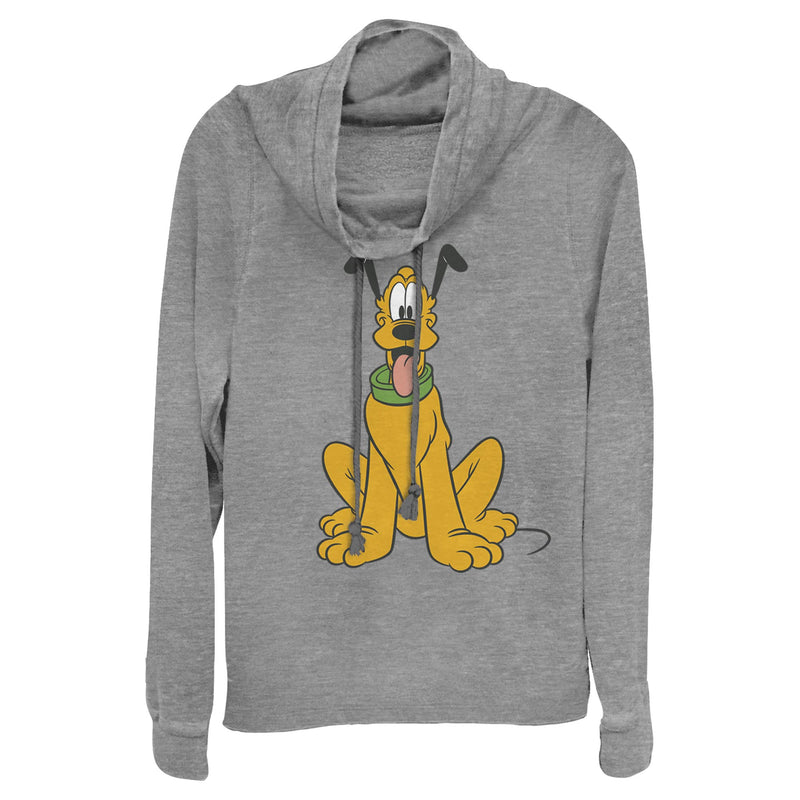 Junior's Mickey & Friends Pluto Perked Dog Ears Cowl Neck Sweatshirt