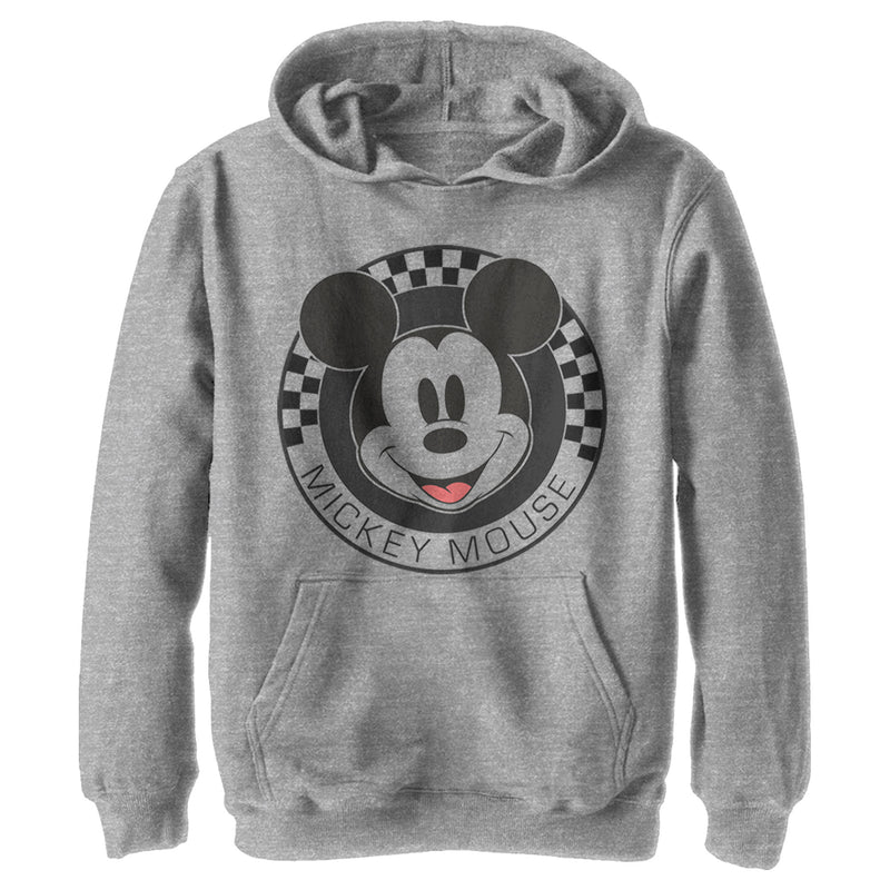 Boy's Mickey & Friends Checkered Mickey Mouse Portrait Pull Over Hoodie