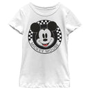 Girl's Mickey & Friends Checkered Mickey Mouse Portrait T-Shirt