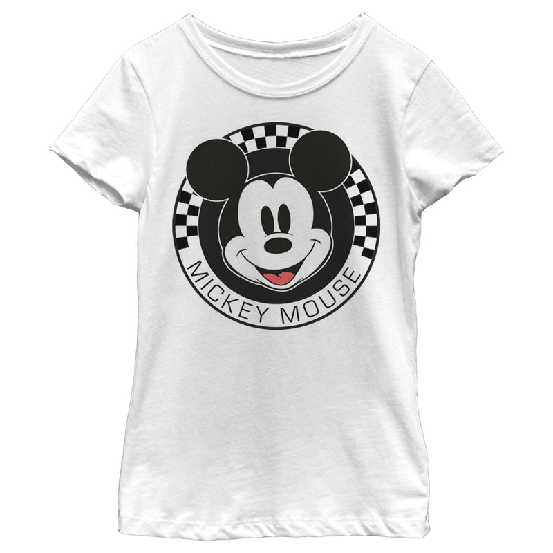 Girl's Mickey & Friends Checkered Mickey Mouse Portrait T-Shirt