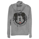 Junior's Mickey & Friends Checkered Mickey Mouse Portrait Cowl Neck Sweatshirt