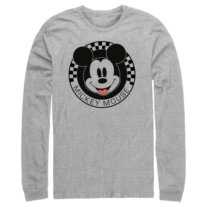 Men's Mickey & Friends Checkered Mickey Mouse Portrait Long Sleeve Shirt