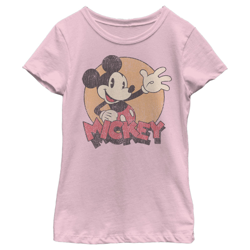 Girl's Mickey & Friends Mickey Mouse Old School Distressed T-Shirt