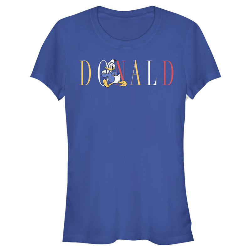 Junior's Mickey & Friends Donald Duck Colorful Text T-Shirt