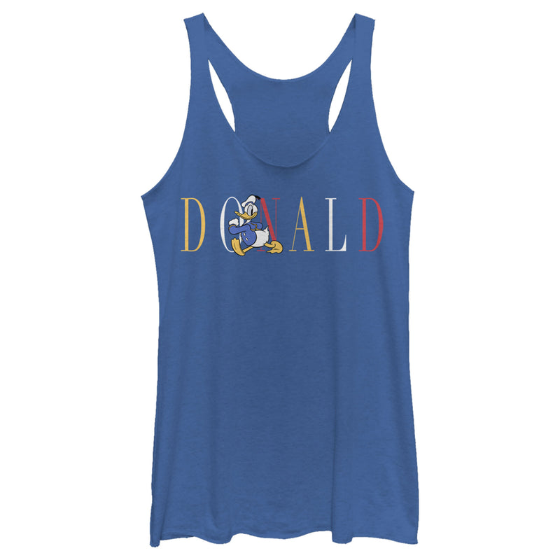 Women's Mickey & Friends Donald Duck Colorful Text Racerback Tank Top