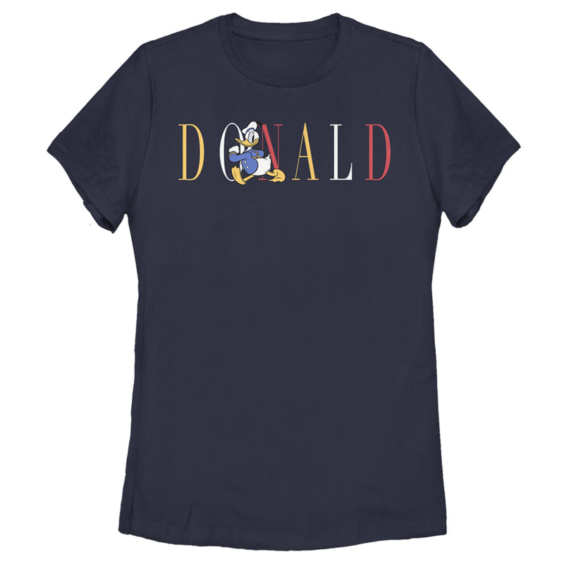 Women's Mickey & Friends Donald Duck Colorful Text T-Shirt