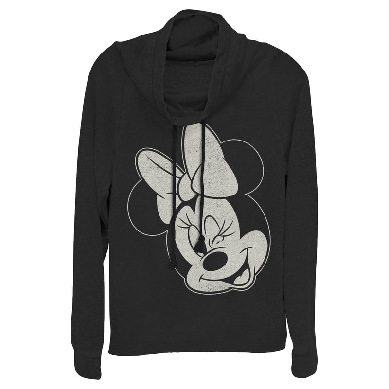 Junior's Mickey & Friends Distressed Minnie Wink Cowl Neck Sweatshirt