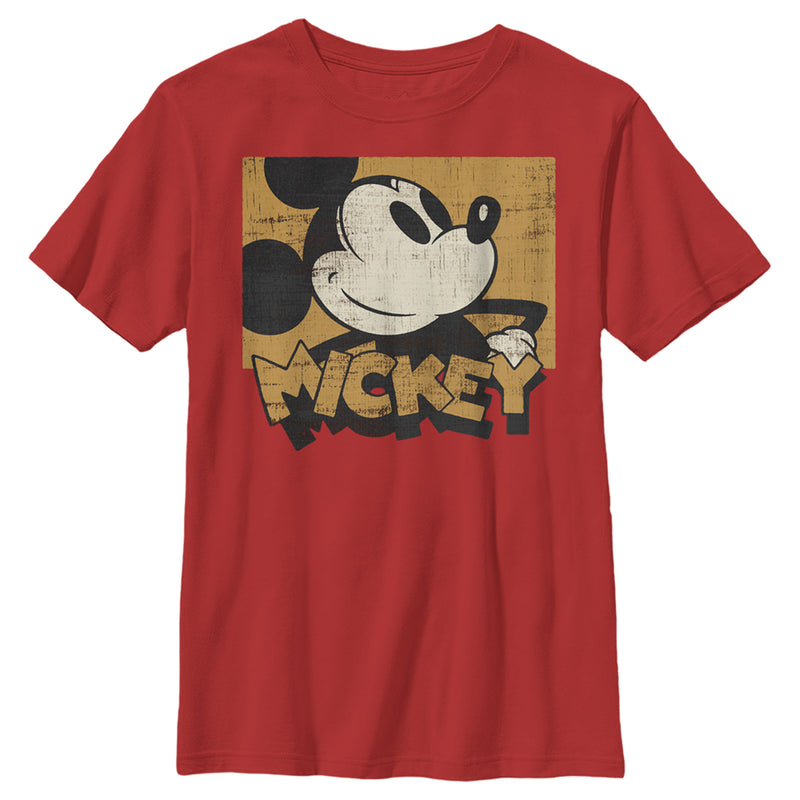 Boy's Mickey & Friends Retro Distressed Mickey Square T-Shirt