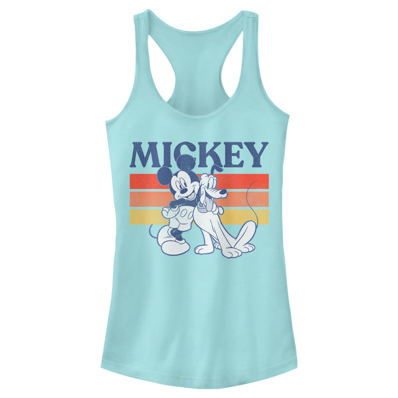 Junior's Mickey & Friends Retro Pluto and Mickey Mouse Racerback Tank Top