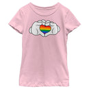 Girl's Mickey & Friends Mickey Rainbow Heart Hands T-Shirt