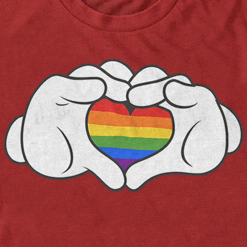 Men's Mickey & Friends Mickey Mouse Glove Rainbow Heart T-Shirt