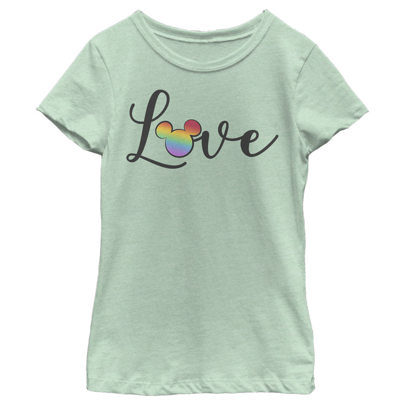 Girl's Mickey & Friends Rainbow Mickey Love T-Shirt