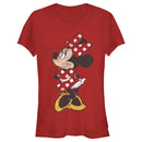 Junior's Mickey & Friends Minnie Mouse Portrait Distressed T-Shirt