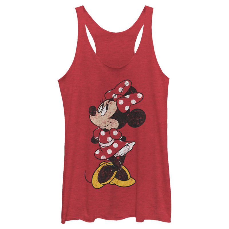 Women's Mickey & Friends Minnie Mouse Portrait Distressed Racerback Tank Top