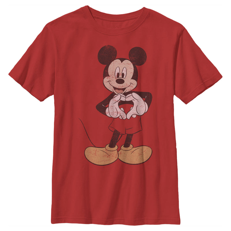 Boy's Mickey & Friends Distressed Heart T-Shirt