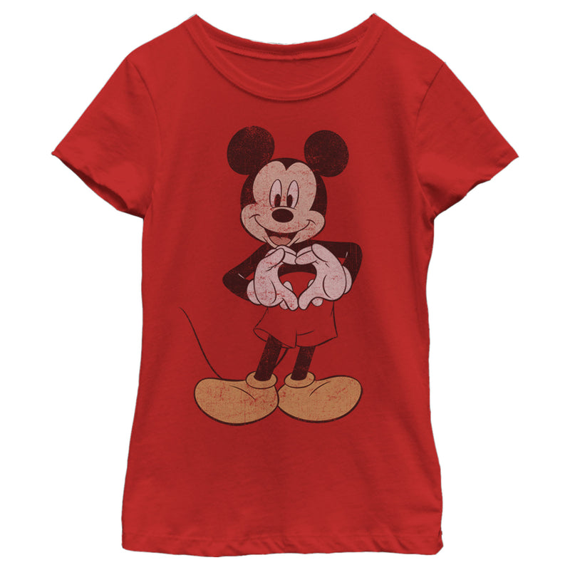 Girl's Mickey & Friends Distressed Heart T-Shirt