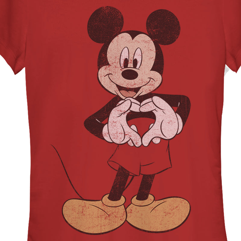 Junior's Mickey & Friends Distressed Heart T-Shirt