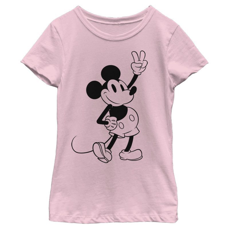 Girl's Mickey & Friends Mickey Mouse Peace Sign T-Shirt