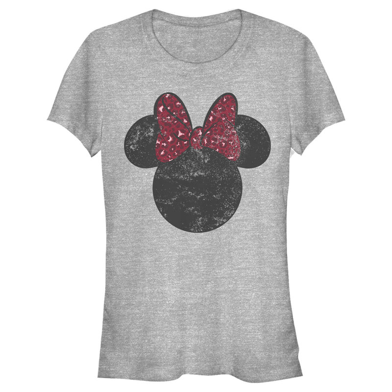 Junior's Mickey & Friends Minnie Mouse Logo Distressed T-Shirt