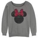 Junior's Mickey & Friends Minnie Mouse Distressed Leopard Bow Sweatshirt