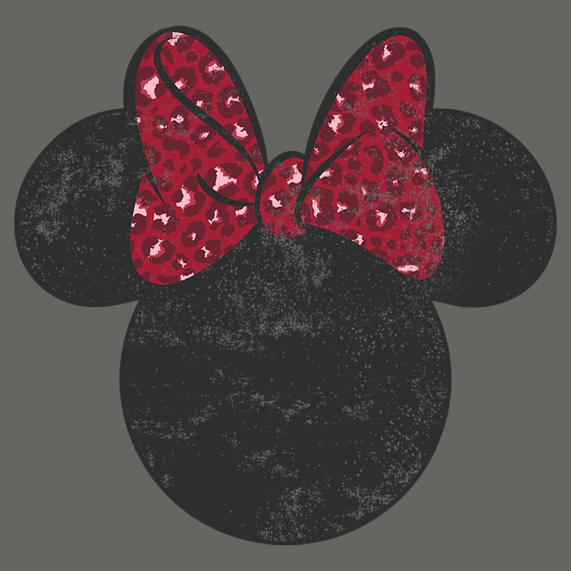 Junior's Mickey & Friends Minnie Mouse Distressed Leopard Bow Sweatshirt