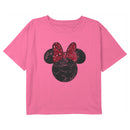 Girl's Mickey & Friends Minnie Mouse Distressed Red Leopard Bow T-Shirt