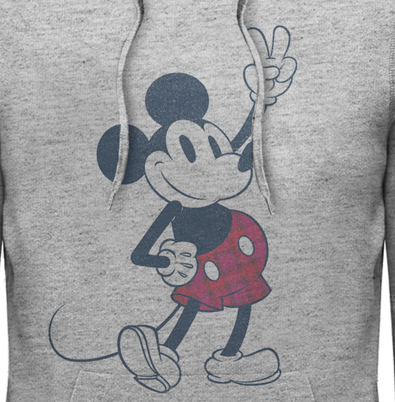 Men's Mickey & Friends Plaid Mickey Mouse Retro Pull Over Hoodie