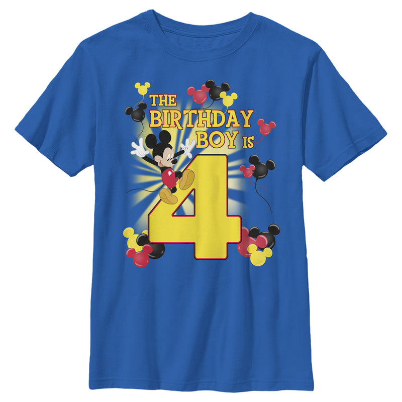 Boy's Mickey & Friends The Birthday Boy Is 4 T-Shirt