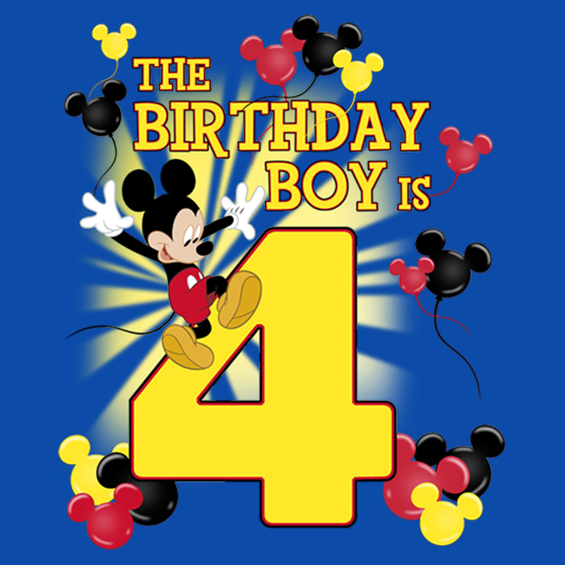 Boy's Mickey & Friends The Birthday Boy Is 4 T-Shirt