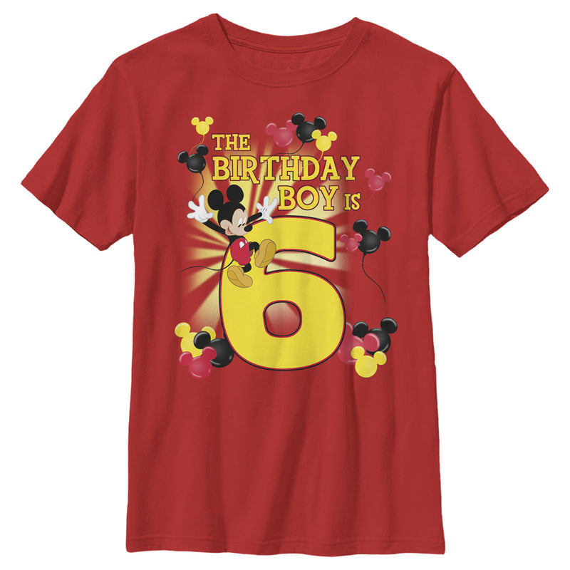 Boy's Mickey & Friends The Birthday Boy is 6 T-Shirt